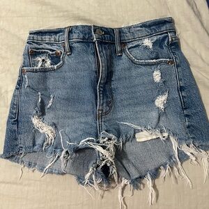 Abercrombie & Fitch Blue Jean Shorts High-Waisted Distressed